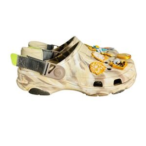 Crocs Classic All-Terrain Clogs Tan Marble Jibbitz Kids 4 Mens 4 Womens 6